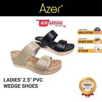 ~ Azer 76-2803 รองเท้าส้นเตารีด PVC สีดํา สีเบจ 2.5 นิ้ว สําหรับผู้หญิง 2 นิ้ว