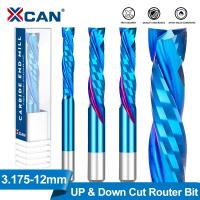 XCAN เครื่องตัดมิลลิ่งอัดงานไม้ขนาด3.175-12มม. เครื่องตัด CNC ตัดขึ้นและลงสองดอกกัดคาร์ไบด์ดอกกัดปลายเครื่องมือบด