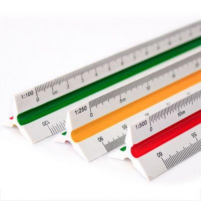 DEZI Triangular Scale Ruler 1:20-1:500 Alloy/Metal/Plastic Straight Ruler 30cm Architect/Engineer Accurate Drafting Measure Tool