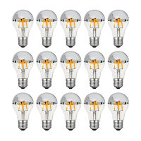 A19 Dimmable Led Edison Bulb E27 4W 8W 220V Top Silver bowl Dripped Filaments Led Bulb Half Chrome A60 Crown Vintage Light Lamps