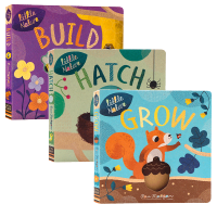 Little nature series natural cognition picture book 3-volume paperboard hole Book English original picture book grow hatch build build childrens English Enlightenment picture story paperboard book cant tear it apart