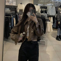 Gifts Locomotive Jacket Female Port Style Retro Brown Leather 2023 New Small Fashion Casual Short Top