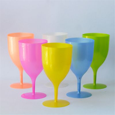 ❖ Color Unpatterned Plastic Goblet Wine Glass Champagne Glass Party Picnic 350ML Multi-purpose Glass 6PCS