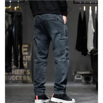 2023 New Men's Strap Jeans Fashion Elastic Cotton Denim Harlan