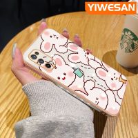 YIWESAN เคสสำหรับ Realme X7 X7 Pro 4G X7 Pro 5G เคสมือถือดีไซน์ใหม่การ์ตูนขอบกระต่ายกรอบสี่เหลี่ยมบางเคสฝาปิดเลนส์เต็มกล้องปกป้องเคสนิ่มกันกระแทก