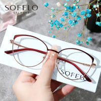 Cat Eye Optical Myopia Glasses Frame Women Fashion Prescription Eye Glasses Frame Female Red Stainless Steel Spectacles Brand