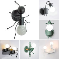 Modern Creative Wall Lamp Nordic Sconce Cartoon Doll Wall Light American Minimalism Metal Robot Lamps for Kids Baby Living room