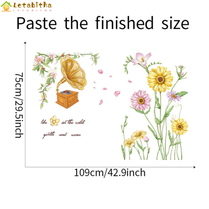 letabitha-เครื่องบันทึกดอกไม้2แผ่น-แบบสติ๊กเกอร์ติดผนังสติกเกอร์ติดผนังวอลเปเปอร์ห้องนอนตกแต่งผนังเฉลียงห้องอยู่อาศัย