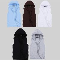 ☃ﺴ 2023 Summer Mens Hoodie Coat Vest Fashion Couple Sleeveless Waistcoat Casual Hood Jacket for Men