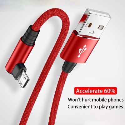 USB Micro Cable 3A 90 Degree Elbow Data Cable Charger Cord for Samsung Xiaomi Mobile Phone Accessories Fast Charging Usb Cable Wall Chargers