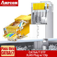 ขั้วต่อ CAT7 RJ45 AMPCOM: ดีไซน์การผ่านให้ดีขึ้นสำหรับ6A แมวและสายเคเบิลเครือข่าย7ตัวพร้อมชุบทอง50U และแถบโหลด1.5มม.