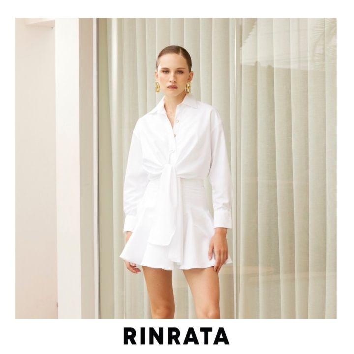 rinrata-cesar-skirt-กระโปรง-สีขาว-ผ้าคอตต้อน-อย่างดี-ผ้าลายเส้นจาง-กระโปรงบาน-ทรงเอ-กระโปรงใส่เที่ยว-กระโปรงทำงาน