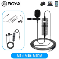 BOYA BY-M1DMM1LM10 Audio Video Record Lavalier Microphone Clip On Mic for Android Mac DSLR Podcast Camcorder Recorder