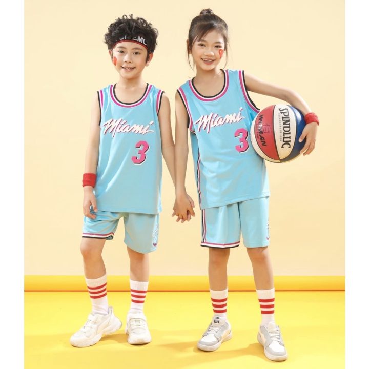 dwyane-wade-3-jersey-kids-city-version-nba-miami-heat-jersey-children-basketball-suit