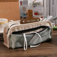 Simple Fashion Triple-layer Pencil Bags Large Capacity Pencil Case Pen Pencil Holder Student Stationery Organizer