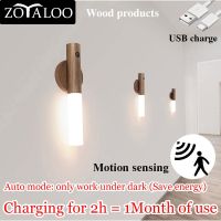 LED USB Wireless Wood Stick Night Light Warm Motion Sensor Wall Lamp Magnetic Corridor Cabinet Wardrobe Light Decor Home Light Ceiling Lights