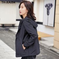 ۞►♚ Coat female paragraphs the spring and autumn short 2023 new early long sleeve thin han edition joker hooded sweet jacket