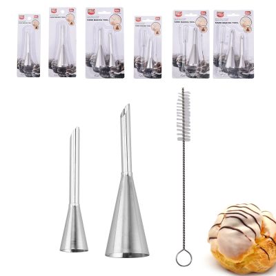【CC】✔  2 Sizes Icing Piping Puff Nozzle Tips Puffs Injection Russian Syringe Confectionery Pastry