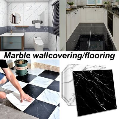 3D Waterproof Marble Tile Sticker Removable Self-adhesive Wallcovering Flooring Wall Sticker Kitchen Bathroom Decor 30X30cm/11.8inX11.8in