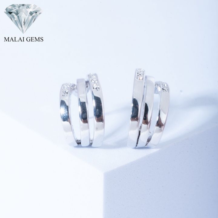 malai-gems-ต่างหูเพชร-เงินแท้-silver-925-เพชรสวิส-cz-เคลือบทองคำขาว-รุ่น-11008172-แถมกล่อง-ต่างหูcz-ต่างหูเงินแท้