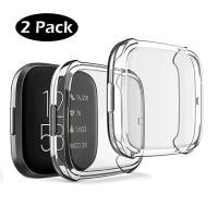 【✆HOT】 KDS MALL 2Pack Soft Tpu Case สำหรับ Fitbit Versa 2 Versa Band นาฬิกากันน้ำฝาครอบป้องกันหน้าจอสำหรับ Fitbit Versa 2