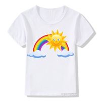 Hot sale 2-12 years old new rainbow print childrens T-shirt short-sleeved O-neck childrens clothes summer tshirt girls tops wholesale drop shipping