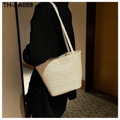 ∋♙ bag female leisure straw 2023 new natural tides large capacity one shoulder hand shopping