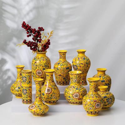 Flower Vase Ceramic Vase Creative Enamel Painted Mini Antique Bottle Pot Flower Plant Crafts Art Countertop Decoration Gift