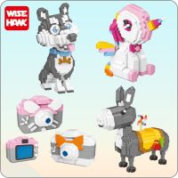 Weagle Siberian Husky Dog Rainbow Horse Donkey Windmill Animal Pet Camera DIY 3D Mini Diamond Blocks Bricks Building Toy no Box