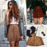 COD ☜❄❄ The Monolopy Shop28dfgs8dgs Women High Waist Lace Up Suede Leather Pocket Preppy Winter Short Mini Skirt