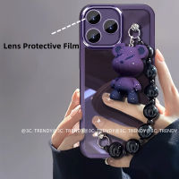 Phone Case เคส Tecno Spark 10C Spark10 Pro Spark 10 4G เคสโทรศัพท์สร้อยข้อมือลายหมีทันสมัยพร้อมเลนส์ในตัวฟิล์มป้องกันสีทึบอ่อนฝาหลัง2023