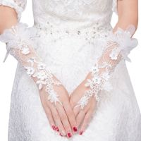 ❇☼☞ Bridal Lace Floar Gloves Wedding Dress Accessories Simple Hook Finger Long Glove