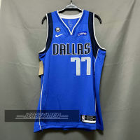 【High Quality】Mens 2022-23 New Original NBA Dallas Mavericks #77 Luka Doncic Jersey Icon Edition Blue Swingman Heat-pressed