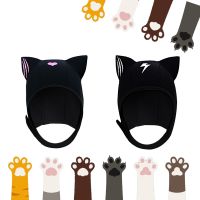 【YF】 New scuba diving free Diving cap 4mm neoprene hat surfing sun protection cartoon cat face Gini children