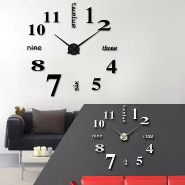 Modern Large Wall Clock 3D Mirror Sticker Big Number Watch DIY Home Room  Decor