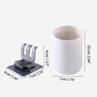 NICEFurniture Wall Mounted Mouthwash Cup with Toothbrush Holder Self Adhesive Storage Shelf