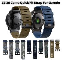 For Garmin 26mm Camo Easy Fit Nylon Strap For Fenix5X/5XPlus/6X/6XPro/7X/3HR Quick Release Watch Band Tactix7 Pro Bracelet Belt