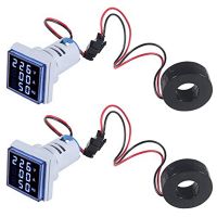 2PCS Current Voltage Hertz Meters, Digital 3In1 22mm Voltmeter Ammeter Hz Meter AC 60-500V Current Frequency Indicator