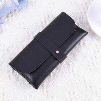 Fashion Glasses Case Buckle Clamshell PVC Glasses Case Handmade Bag (Black)