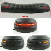 【LZ】☇☎◊  Vintage Cafe Racer Seat Sela de almofada Flat Brat Motocicleta Retro Scrambler com freio LED Turn Signal Light Taillight