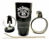 GF แก้วเยติ เก็บอุณหภูมิ ร้อน เย็น ลาย Jack Daniel แจ็ค แดเนี่ยล สีดำ ฟรี !! มือจับแก้ว + หลอดแสตนเลส พร้อมแปรงล้าง + ยางรองแก้ว (คละสี)