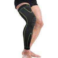 【hot】！ Hot elastic yellow-green stripe sports lengthen knee pad leg sleeve non-slip bandage compression warmer for men and women