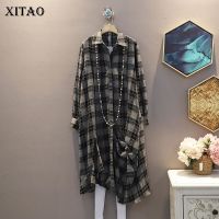 XITAO Dress Fashion Casual Full Sleeve Women Plaid Dress