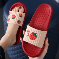 Summer Slippers Women Men Beach Slide Sandals Strawberry Fruits Flip Flops Home Outdoor Thick Sole Boy Girls Bath Shower Shoes