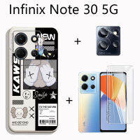 Infinix Note 30เคสใส3in1ฟิล์มกระจก + ฟิล์มเลนส์กล้องถ่ายรูป + แบรนด์อินเทรนด์การ์ตูนเซซาเคสโทรศัพท์สตรีทฝาครอบ TPU นุ่มกันกระแทก