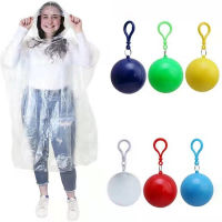 3PCS Random Color Handy Raincoat Rainwear Hooded Rain Disposable Outerwear Emergency Rain Coat With Keyring Ball Waterproof Tool