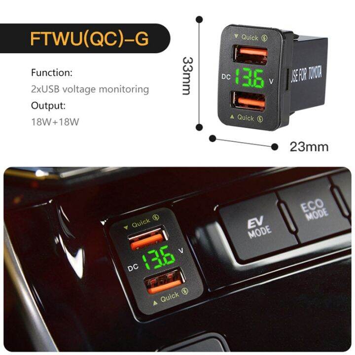 36W Fast Car Charger  Dual USB Fast Charger with Voltage Waterproof  Charger for Toyota 