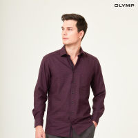 OLYMP GREEN CHOICE LUXOR Shirt เสื้อเชิ้ตรักษ์โลก สีดำ-แดงเลือดหมู ลายชิโนริ ทรงหลวม ใส่สบาย รีดง่าย