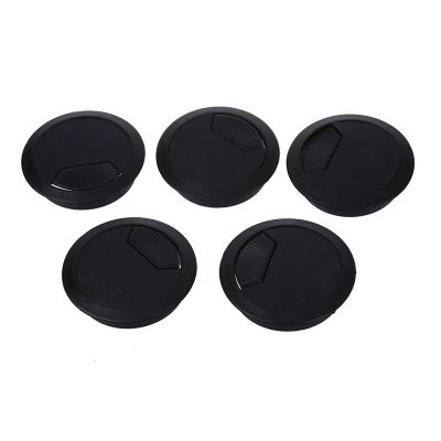 5 Pcs Home Office Desk Table Computer 60mm Cable Cord Grommet Hole Black