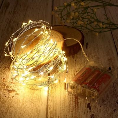 ⊙❒ 5-30M LED Fairy Lights Battery Operated Copper Wire Garland String Lights Outdoor Garden Party Wedding Lights Christmas Decor